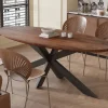 Rousseau - Tafel Tommy 220x100 cm Ovaal Spider-Poot Mango hout Bruin - 77x220x100cm | Belga Meubelen Clearance