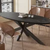 Rousseau - Tafel Tommy 220x100 cm Ovaal Spider-Poot Mango hout Zwart - 77x220x100cm | Belga Meubelen Outlet