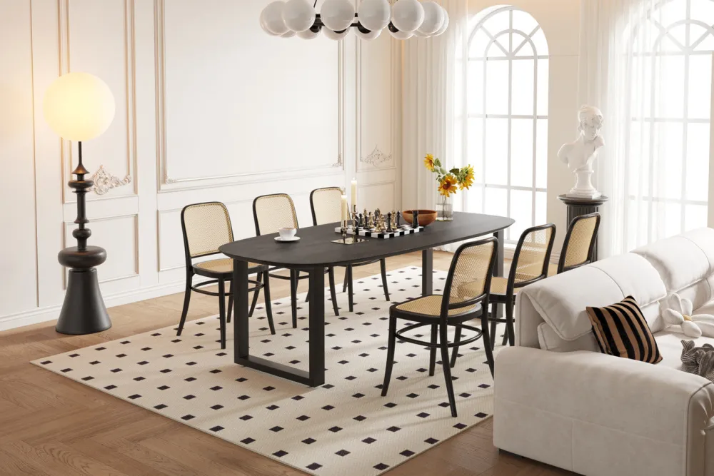 rousseau__tafel_tommy_x_c_0-5.webp Rousseau - Tafel Tommy 220x100 cm Deens Ovaal U-Poot Mango hout Zwart - 77x220x100cm | Belga Meubelen Sale