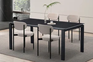 Rousseau - Tafel Zeus 180 cm Rechthoekig Steen Zwart - 76x180x90cm | Belga Meubelen Clearance