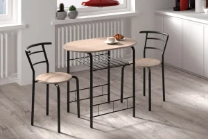 Rousseau - Tafelset Adam Zwart metaal Decor sonoma - 74x80x53cm | Belga Meubelen Clearance
