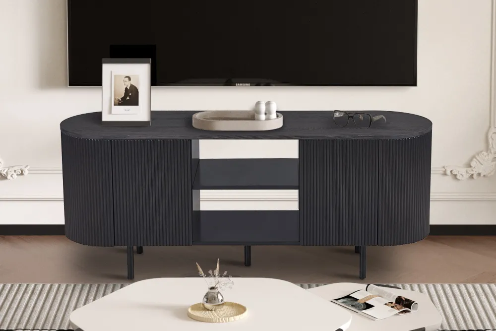 rousseau__tv_meubel_lagos_0.webp Rousseau - TV meubel Lagos 140 cm Decor Donkerbruin - 57.5x140x40 cm | Belga Meubelen Discount