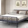 Rousseau - Tweepersoonsbed Davy 140x200 Metaal Donkergrijs - 90x148x215 cm | Belga Meubelen Online
