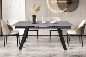 Rousseau - Uitschuifbare tafel Hera 160-240 cm Rechthoekig Steen Grijs - 76x240x90cm | Belga Meubelen New