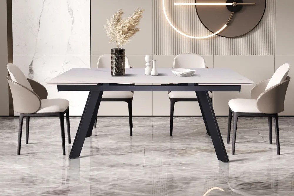 rousseau__uitschuifbare_t_0-3.webp Rousseau - Uitschuifbare tafel Hera 160-240 cm Rechthoekig Steen Wit - 76x240x90cm | Belga Meubelen Fashion