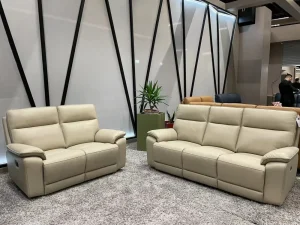 Salon Nevada - 2 Elektrische relaxen - Leder - Beige | Belga Meubelen Online