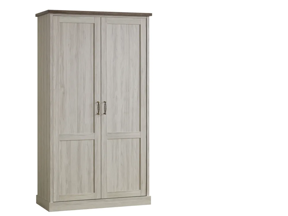 tcy_kleerkast_orlando__dr_0-1.webp TCY Kleerkast Orlando - 2-draaideuren - Licht eik - Bruine top 118x58x214cm | Belga Meubelen New