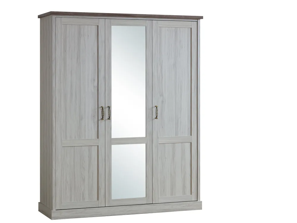 tcy_kleerkast_orlando__dr_0.webp TCY Kleerkast Orlando - 3-draaideuren - Licht eik - Bruine top 172x60x214cm | Belga Meubelen Discount