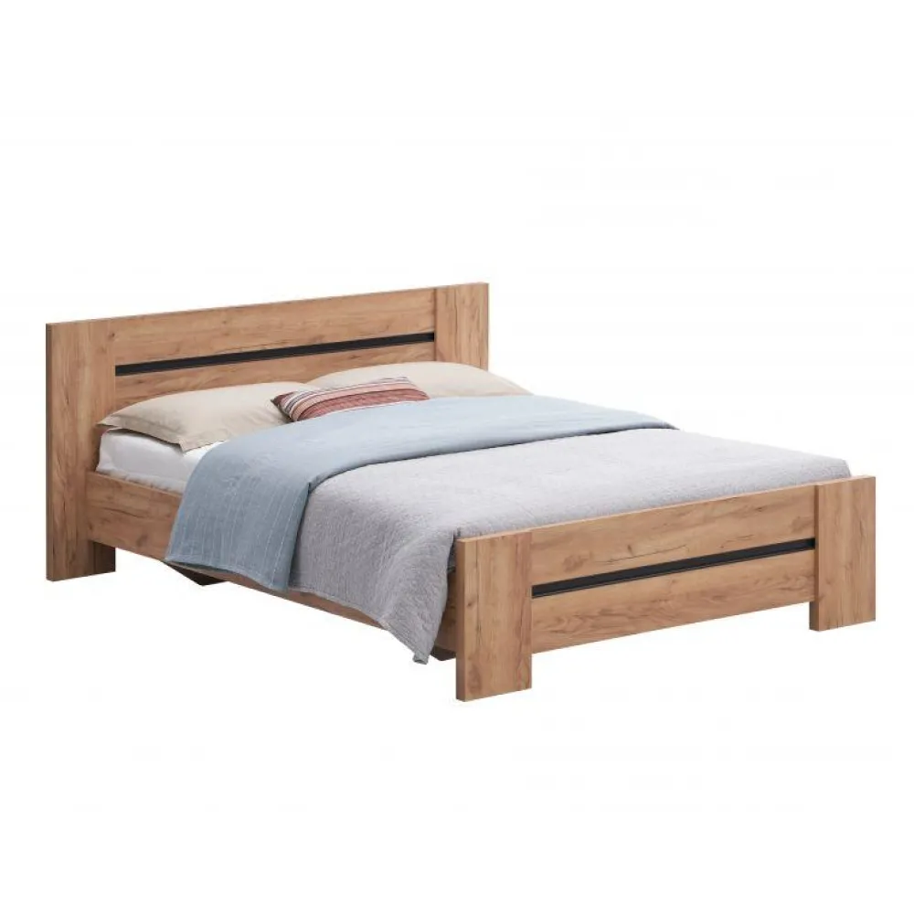 tweepersoonsbed_odessa__d_0.webp Tweepersoonsbed Odessa - Donkere Eik/Zwart - 160x80x200cm | Belga Meubelen Fashion