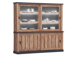 TYC - Bibliotheekkast Ottawa - Donkere Eik/Grijs - 221x202x40cm | Belga Meubelen Online