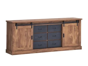 TYC - Dressoir Odin - Accacia hout decor - Zwart beton elementen - 220x89x46cm | Belga Meubelen Clearance