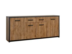 TYC - Dressoir Oscar- Houten kleur - Zwarte accenten - 210x85x45cm | Belga Meubelen Sale