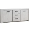 TYC - Dressoir Ozark - Licht Grijze Eik - Zwart Elementen - 220x45x88cm | Belga Meubelen Discount
