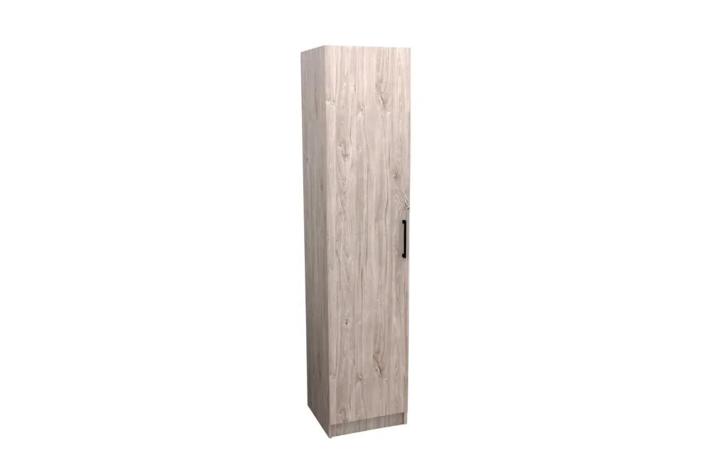 tyc__kleerkast__bergkast__0-5.webp TYC - Kleerkast - bergkast Elmo - 1-draaideur - Grijze Eik - 40x180x40cm | Belga Meubelen Fashion