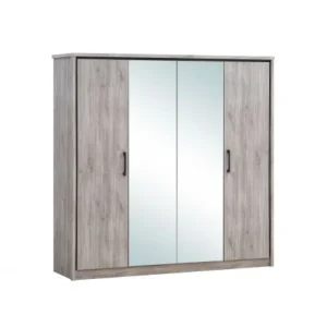 TYC - Kleerkast Olympia - 4 draaideuren - Grijze Eik - 214x208x55cm | Belga Meubelen Online