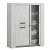 TYC - Vitrine Ozark - Licht Grijze Eik - Zwart Elementen - 164x45x164cm | Belga Meubelen Online