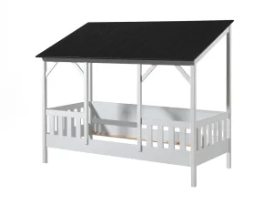 Vipack - Eenpersoonsbed Housebed - HB900318 - Wit/Zwart - 106x174x214,2cm | Belga Meubelen Online