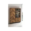 Vitrinekast Felix - Met ledverlichting - Donkere Eik - 117x174x40cm | Belga Meubelen Online