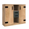 Wimex - Commode Liverpool - Eik/Antraciet - 124x105x41cm | Belga Meubelen Online