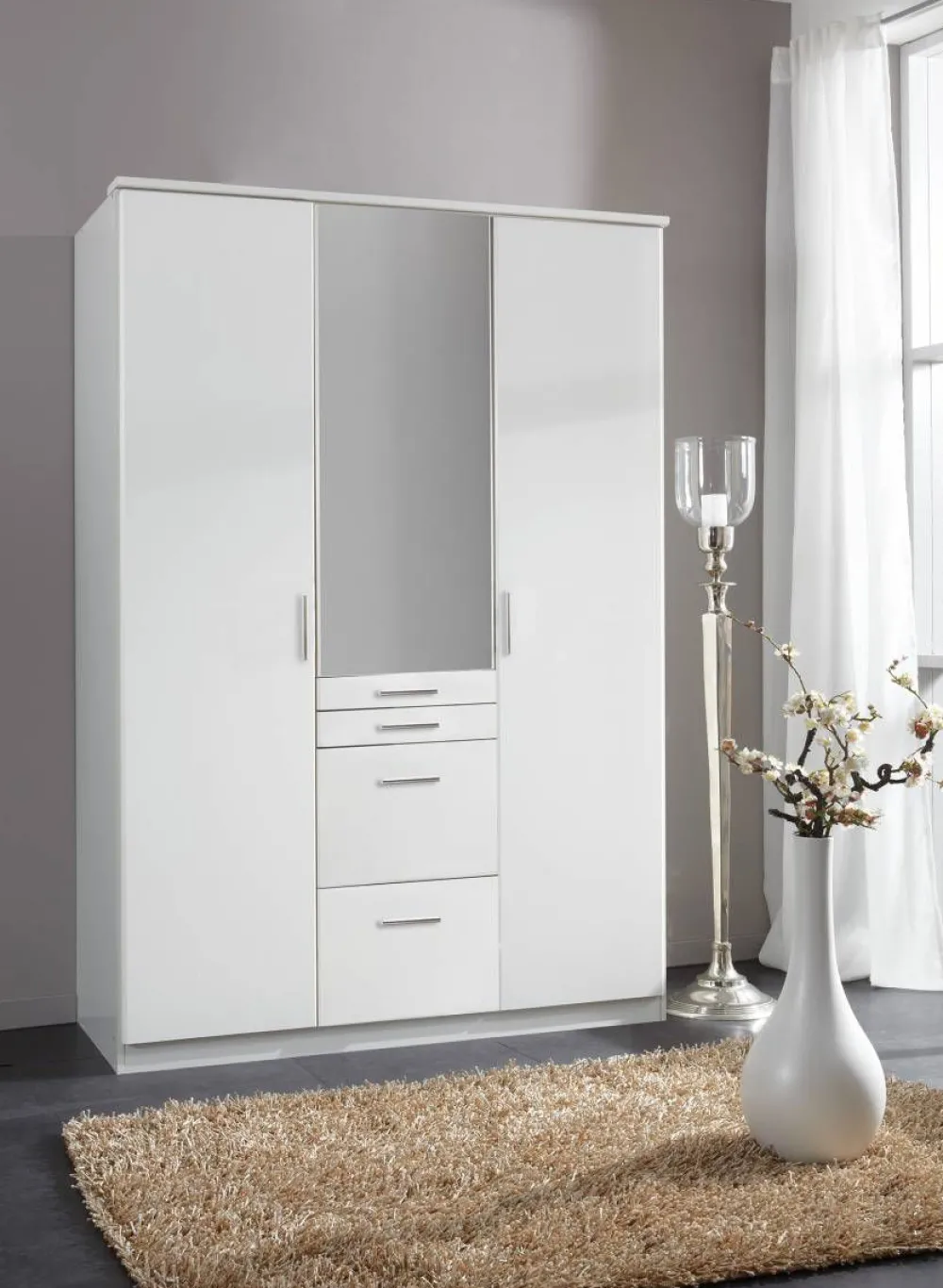 wimex__kleerkast_aachen___0-1.webp Wimex - Kleerkast Aachen - 3 deuren - 3 lades - Wit - 135x198x58cm | Belga Meubelen Fashion