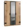 Wimex - Kleerkast Liverpool - 3 draaideuren - Donkere Eik/Antraciet - 135x199x58cm | Belga Meubelen Clearance
