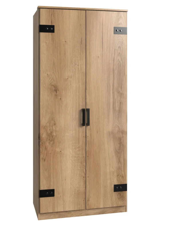 Wimex - Kleerkast Liverpool - 2 draaideuren - Donkere Eik/Antraciet - 90x199x58cm | Belga Meubelen Hot
