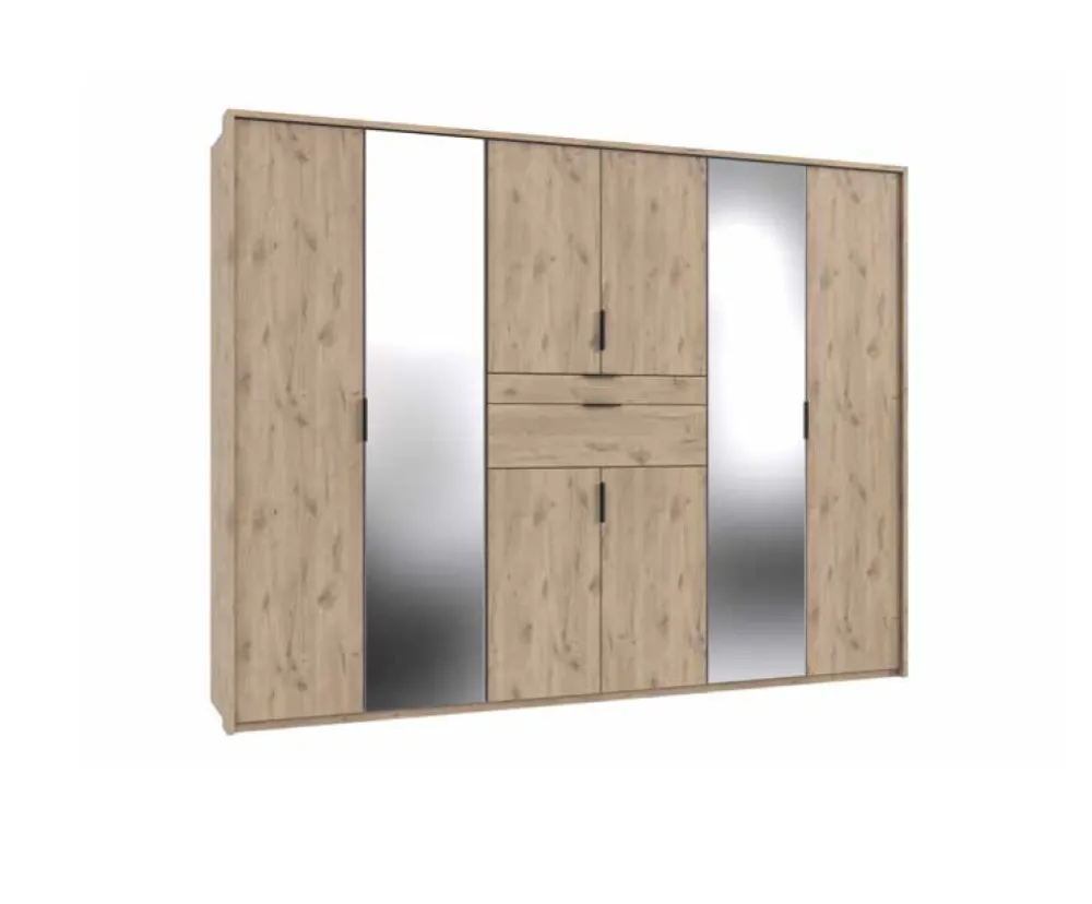 wimex__kleerkast_moldau___0.webp Wimex - Kleerkast Moldau - 8-Deuren en 2-Schuiven - Imitatie Eikenhout - 270x58x208cm | Belga Meubelen Best