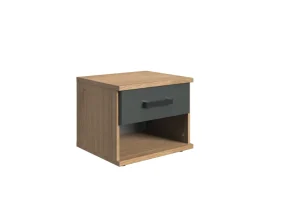 Wimex - Nachtkastje Liverpool - Donkere Eik/Grijs - 46x38x40cm | Belga Meubelen Outlet