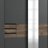 Wimex - Schuifdeurenkast Bamberg- 2 laden - Grijs/Donkere Eik - 180x65x198cm | Belga Meubelen Hot